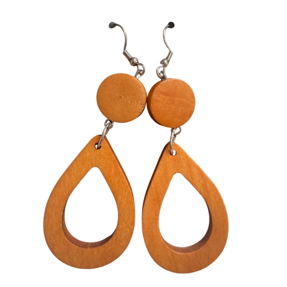 Boho cut out wood earrings
